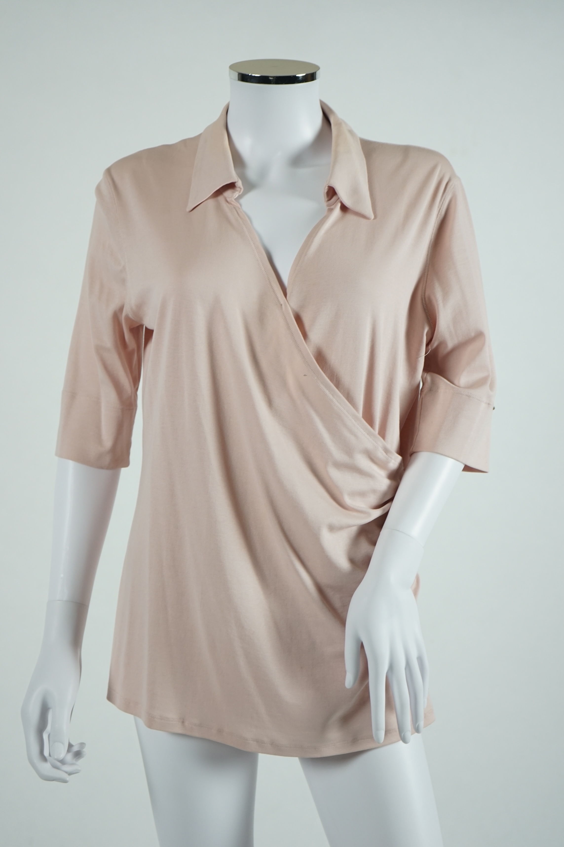 A Marc Caine lady's faux suede coat and three tops. Approx sizes 14-16 Proceeds to Happy Paws Puppy Rescue